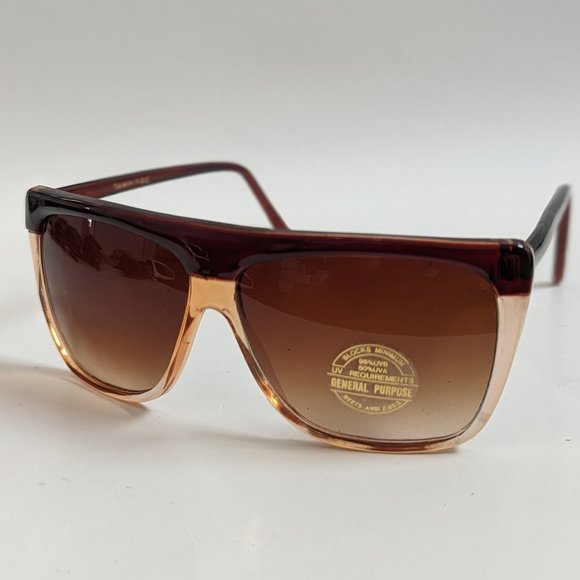 NWT Vintage 80's Plastic Lady Fashion Sunglasses (2 Tone Crystal BRN) - Picture 5 of 6